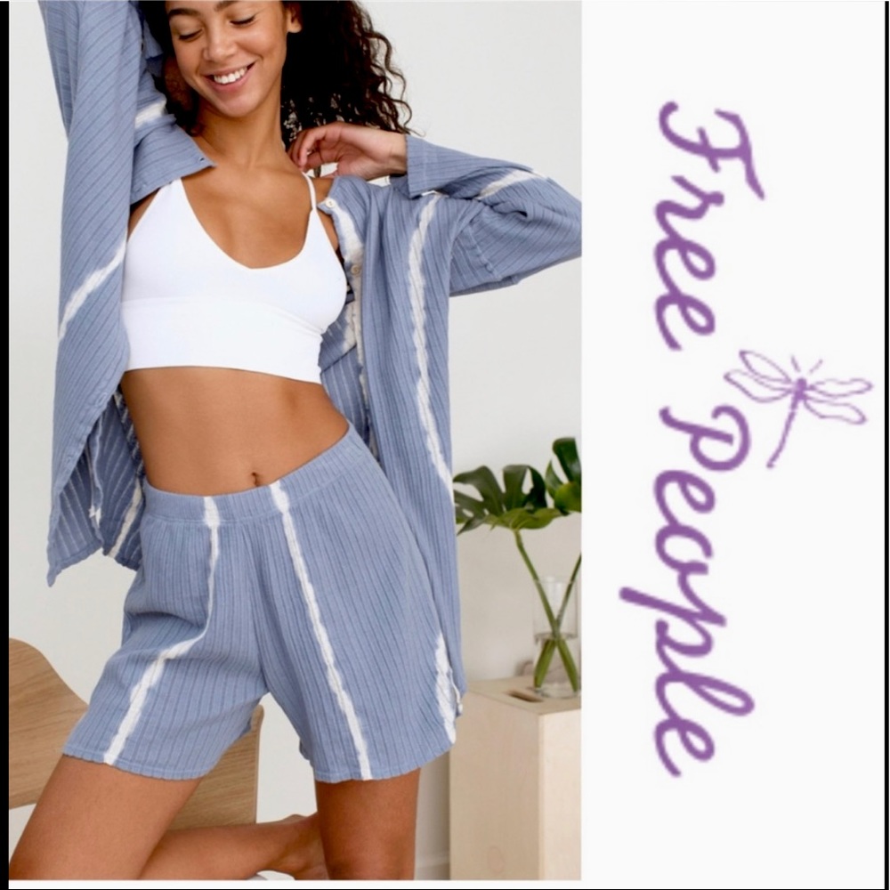 💙 Free People Little Dream Sleep Lounge Set Blue Tie Dye Sz Small/Medium New 💙